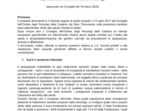 Sulle prescrizioni psico-giudiziarie da parte dei Tribunali nei casi di separazione, divorzio e affidamento dei figli